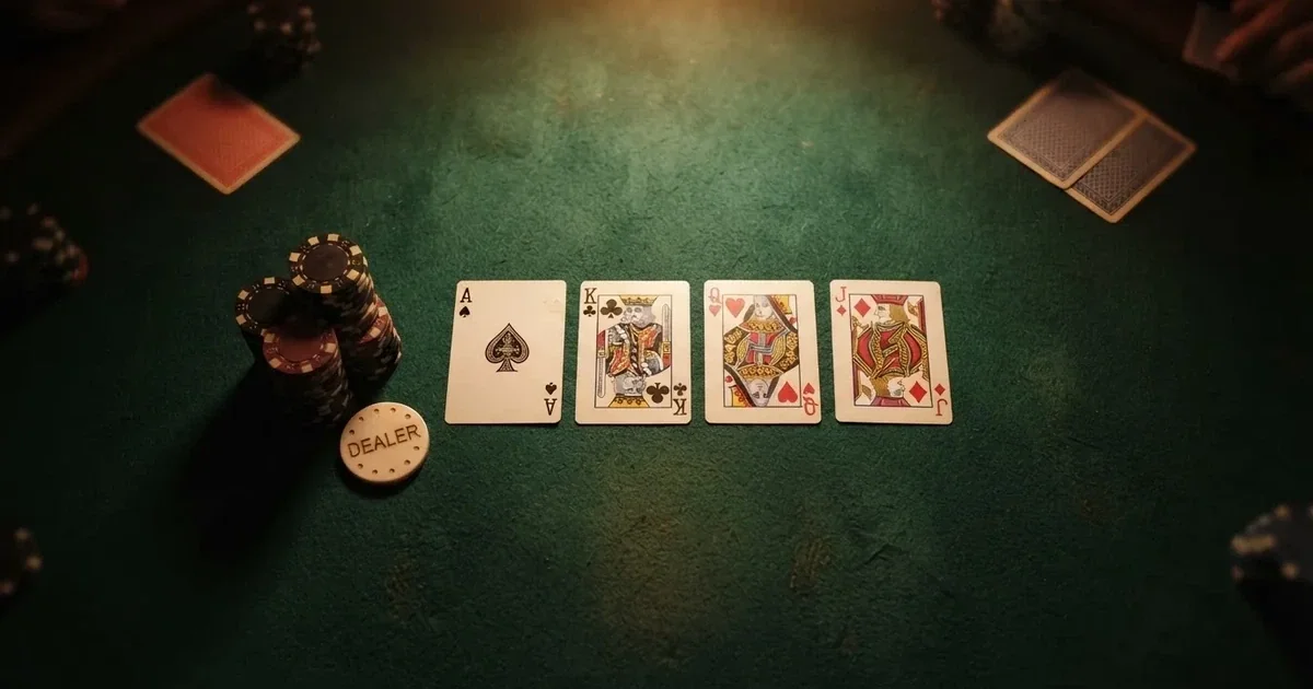 Upplyst spelbord med kort, sett ovanifrån — lightning roulette i sverige
